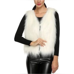 JENNIFER LOPEZ Ice Angel vest long faux fur size M